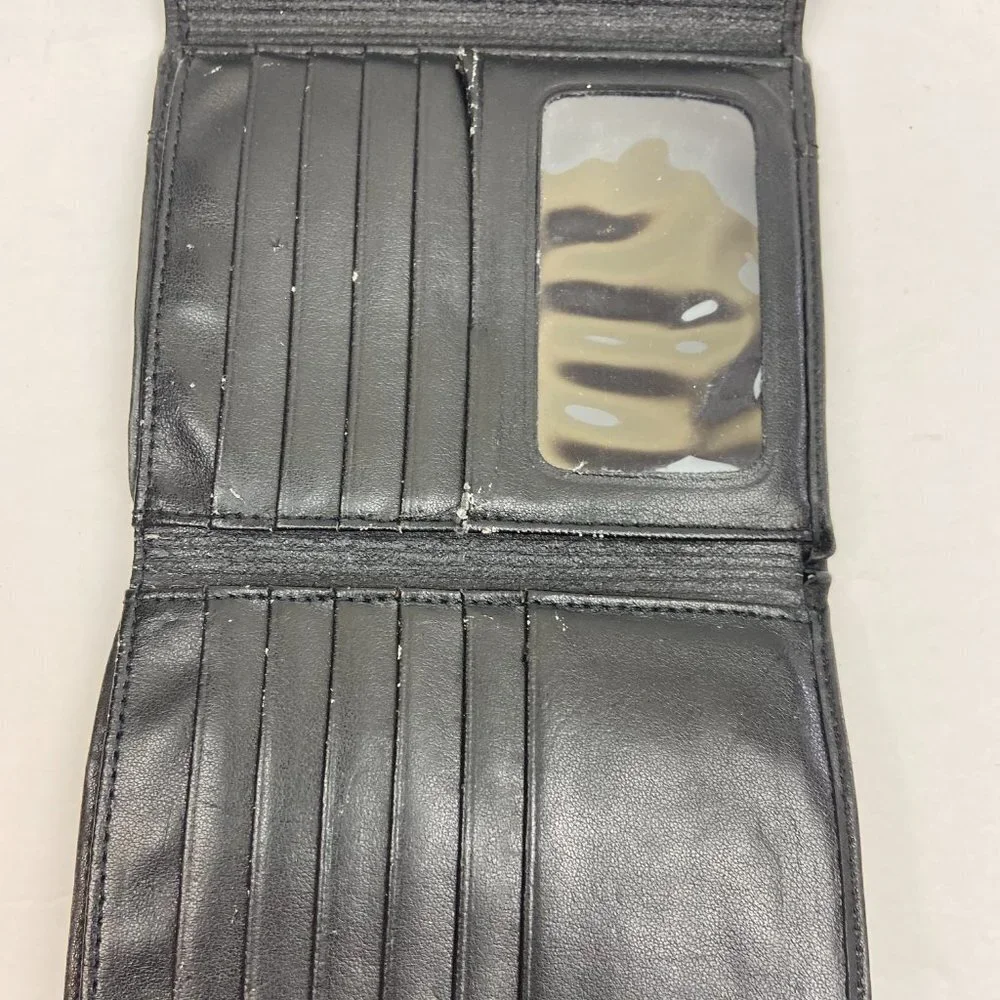Vintage Black Leather Wallet Coin Cards